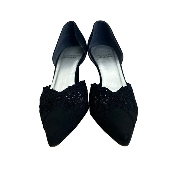 Stuart Weitzman Women’s Pyrite Nocturn Black Bowover Pointed-Toe Heels Sz M6 - Picture 2 of 10